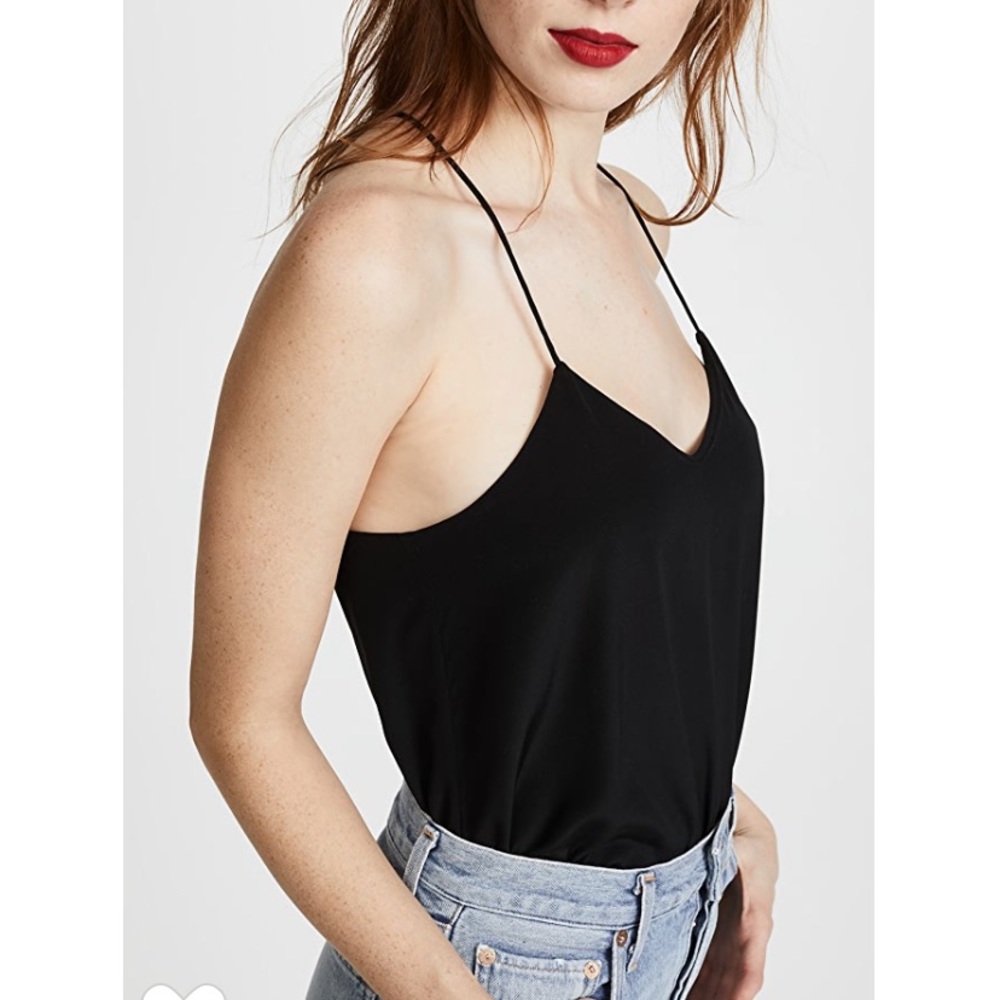 Tibi black silk racer back camisole